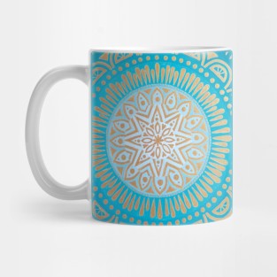 Gold on Aqua Mandala Mug